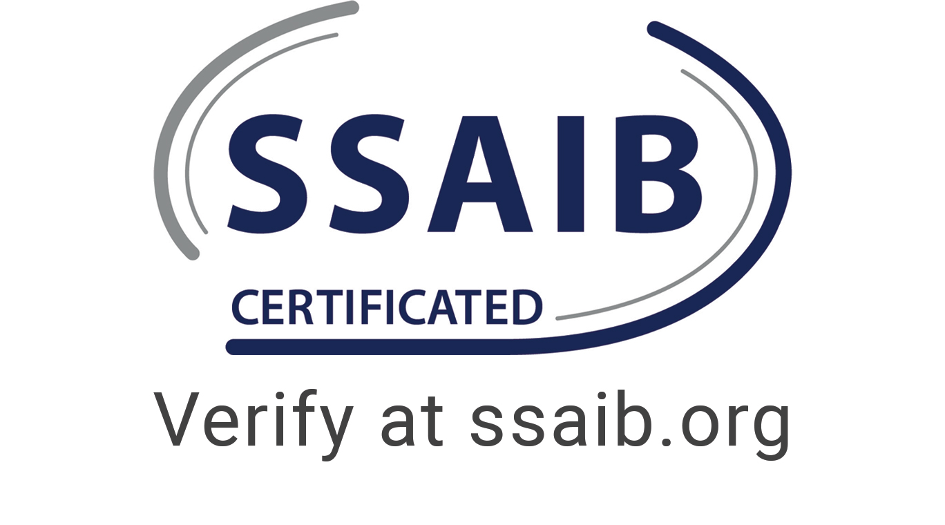 We're verified and accredited security service providers with SSAIB