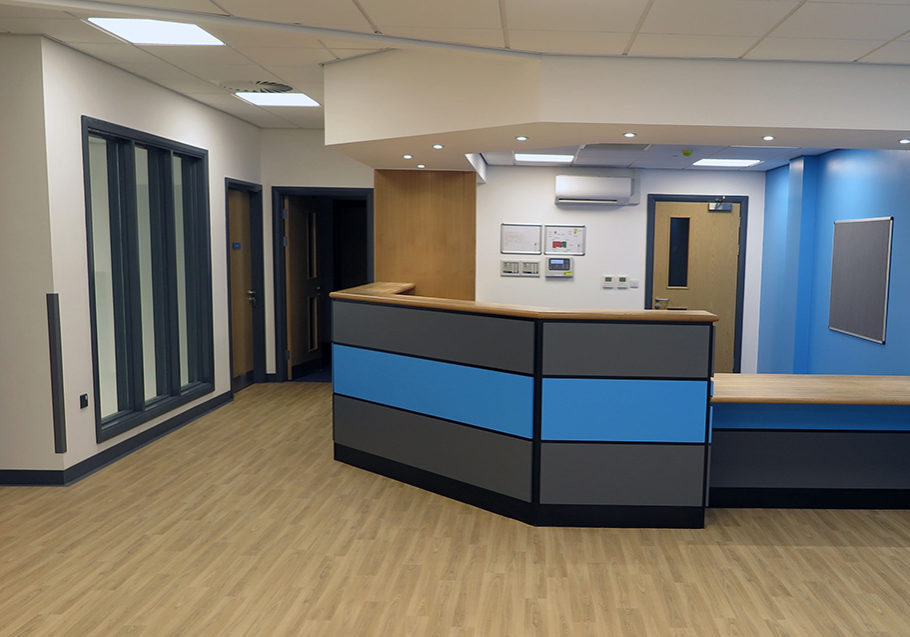 Halycon Medical reception area fit out Nottingham